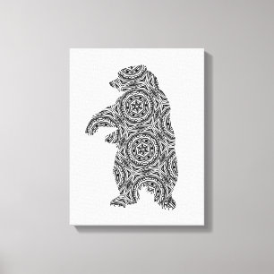 Toile Ours animal simple Art géométrique