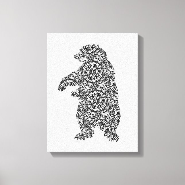 Toile Ours animal simple Art géométrique (Recto)