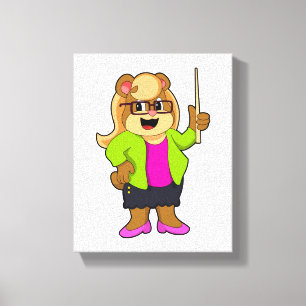 Toile Ours comme enseignant avec lunettes