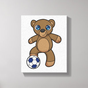 Toile Ours comme joueur de football avec balle de footba
