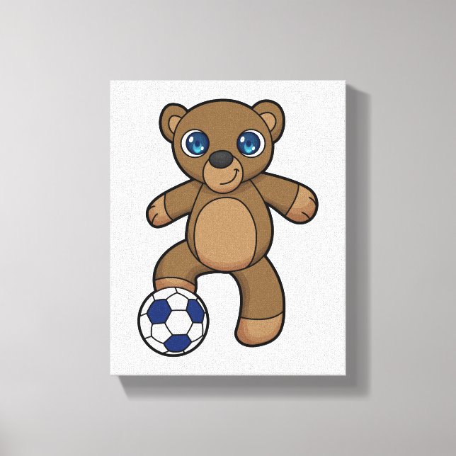 Toile Ours comme joueur de football avec balle de footba (Recto)