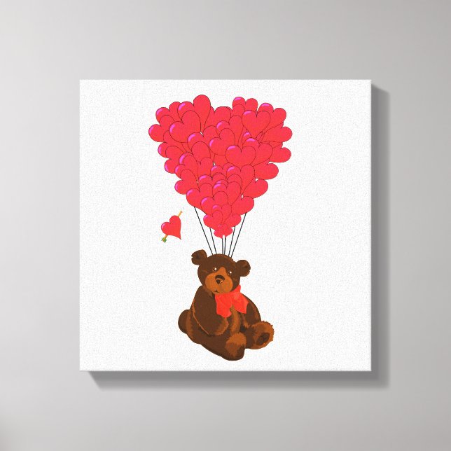 Toile Ours en peluche et ballons cardiaques (Recto)