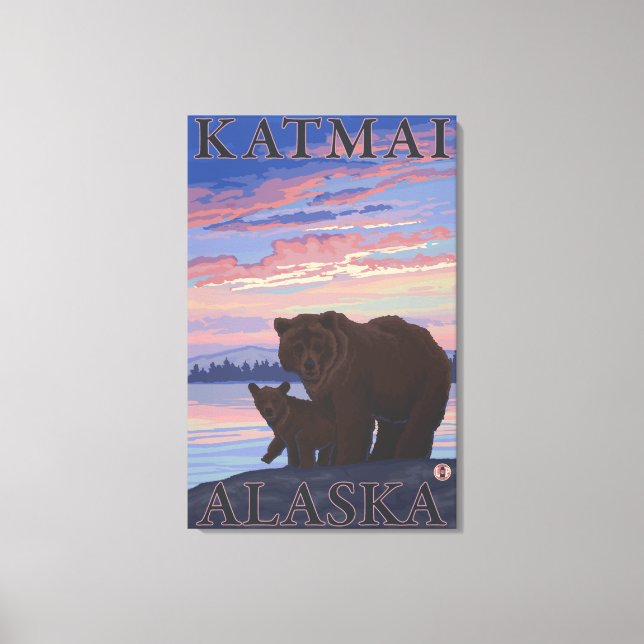 Toile Ours et cub - Katmai, Alaska (Recto)