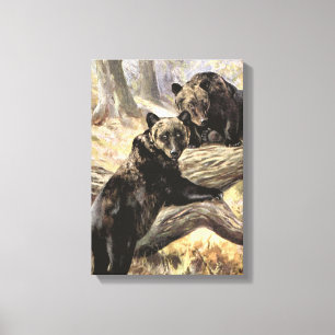 Toile Ours Grizzly par CE Swan, Animaux de la Forêt Vint