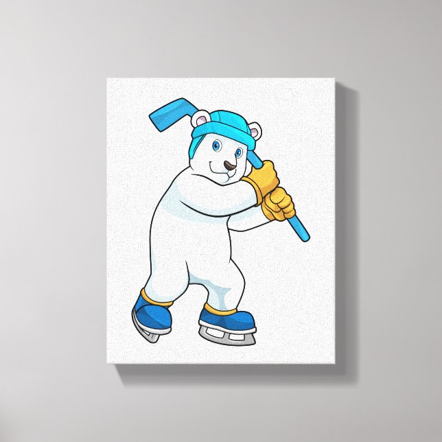 Toile Ours polaire au hockey sur glace avec bâton (Recto)