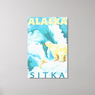 Toile Ours polaires & Cub - Sitka, Alaska