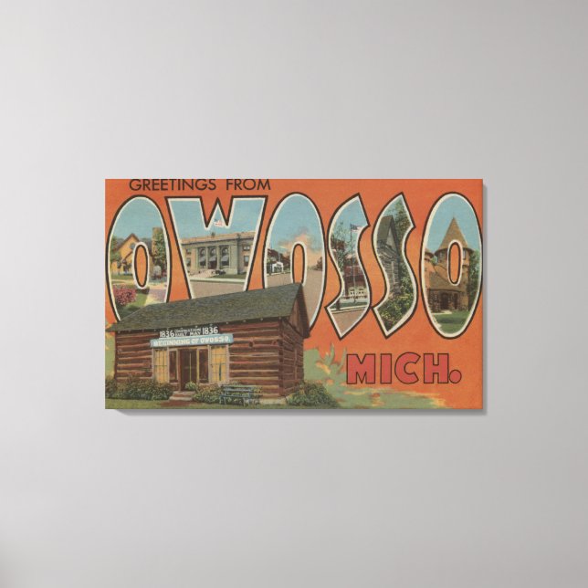 Toile Owosso, Michigan - Scènes de grandes lettres (Recto)