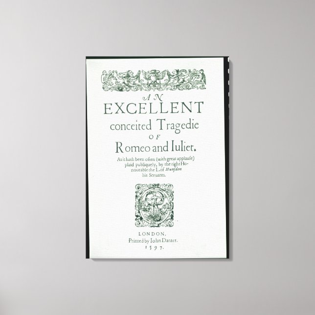 Toile Page de titre de "Romeo and Juliet" (Recto)