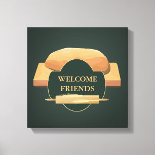 Toile Pain cuit Kichen Art Welcome Hunter Green