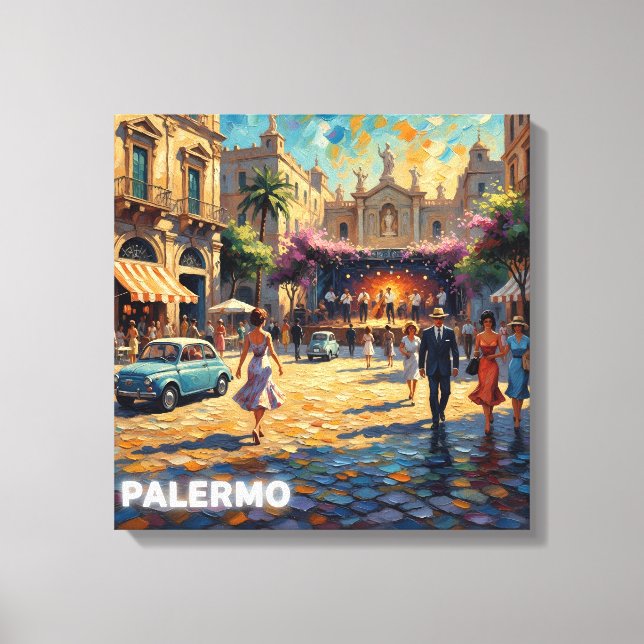 Toile Palermo's Golden Square Vintage Scene Canvas (Recto)
