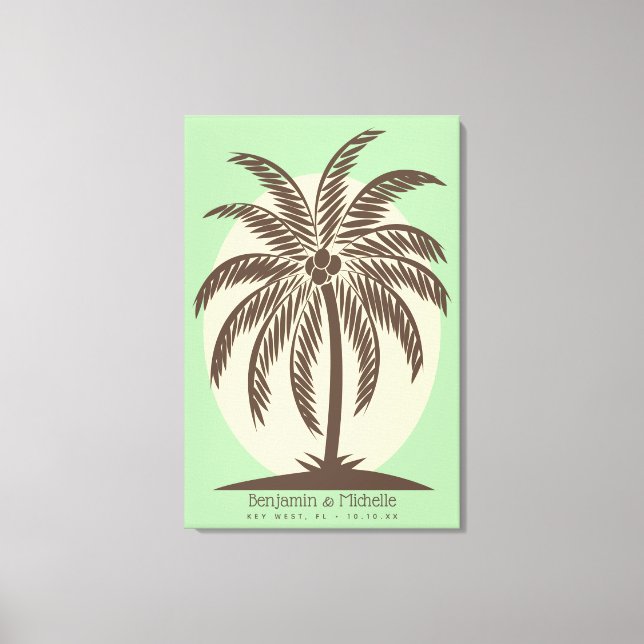 Toile Palm Tree Guest Book Canvas - 150 Espaces (Recto)