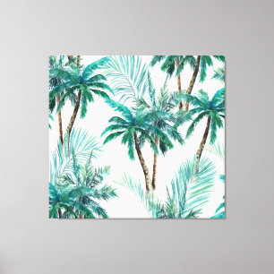 Toile Palmier tropical : Motif de la jungle aquarelle.