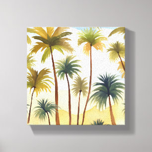 Toile Palmiers Tropicaux   Peinture Aquarelle de Plage