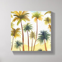 Toile Palmiers tropicaux | Peinture aquarelle sur la pla