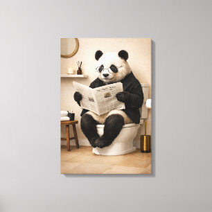 Toile Panda Drôle Lisant un Journal Humour de Salle de B