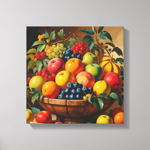 Toile "Panier de fruits Vintage