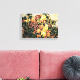 Toile Panier de peinture à l'aquarelle de fruits