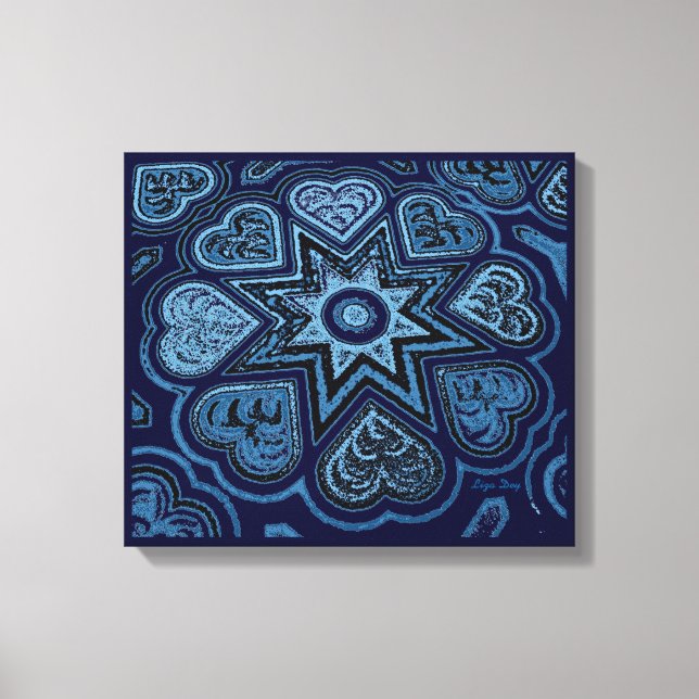Toile Panneau 'Coeurs pleins d'amour' (Rustiques) (Bleu) (Recto)