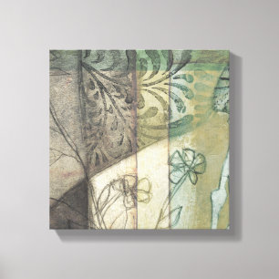 Toile Panneau de jardin avec Feuilles, fleurs et herbe