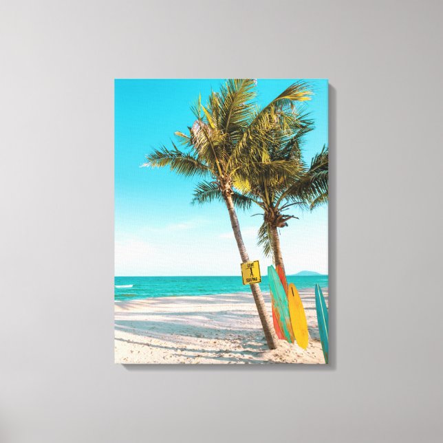 Toile Panneaux de surf sur la plage lancer oreiller (Recto)