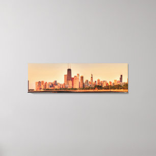 Toile Panorama d'horizon de Chicago au lever de soleil