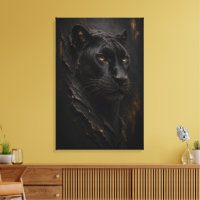Panthère noire sculpturale 3D Art luxueux fin