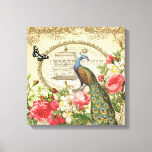 Toile Paon chic minable français vintage