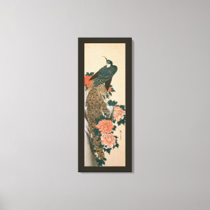 Toile Paon et Pivoines par Hiroshige, Art Japonais