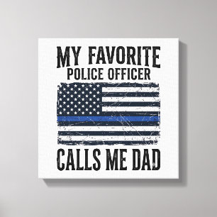 Toile Papa officier de police ligne bleue mince vecteur