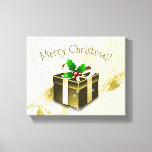 Toile Papier cadeau de Noël en or