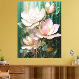 Toile Papier peint en fleurs japonais Magnolia Art