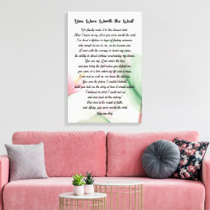 Toile Papier peint poème d'amour aquarelle pour mariage