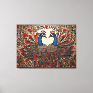Toile Papiers Peacock : Art Madhubani authentique