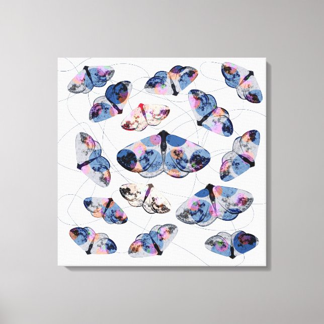Toile papillon argenté nuageux - bleu - (Recto)