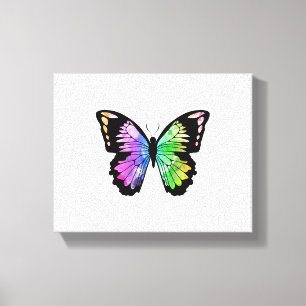 Toile Papillon aux couleurs arc-en-ciel