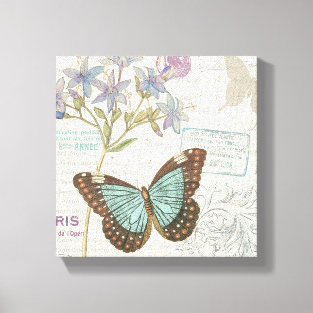 Toile Papillon bleu et Brown (Recto)
