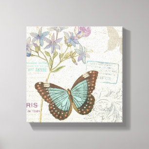 Toile Papillon bleu et Brown