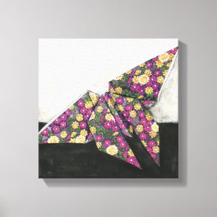 Toile Papillon d'origami sur le papier floral