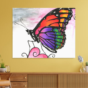 Toile Papillon Monarque Arc-en-Ciel Original Fantastique