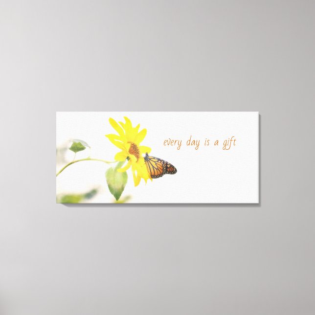 Toile Papillon monarque sur tournesol nature positive (Recto)