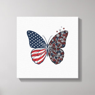 Toile Papillon patriotique vintage de la paix Vector Art