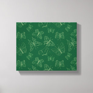 Toile Papillon vert foncé imprimé, inspiré par la nature