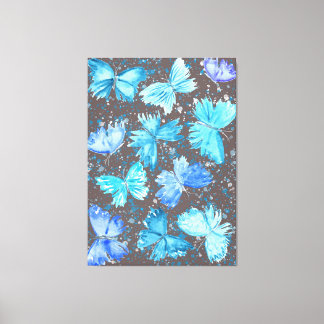 Toile Papillons aquarelle bleus et turquoise 1.