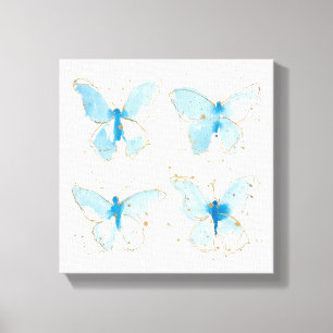 Toile Papillons bleu aquarelle