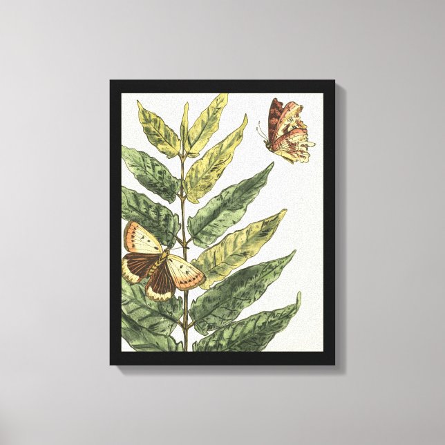Toile Papillons et Feuilles avec cadre noir (Recto)
