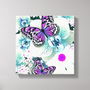 Toile Papillons et orchidées