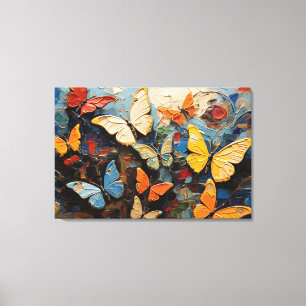 Toile Papillons Mouches Parmi La Peinture Nature Vibrant