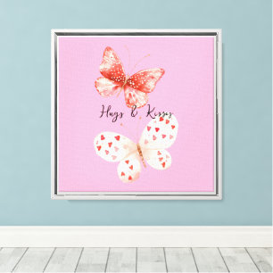 Toile Papillons rouges roses aiment