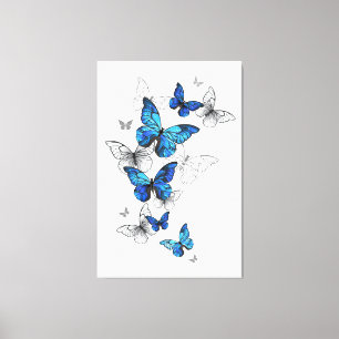 Toile Papillons volants bleus Morpho