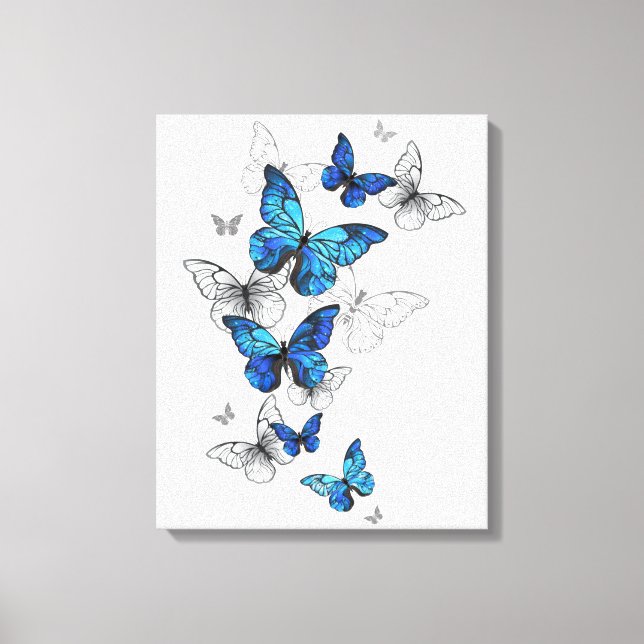 Toile Papillons volants bleus Morpho (Recto)